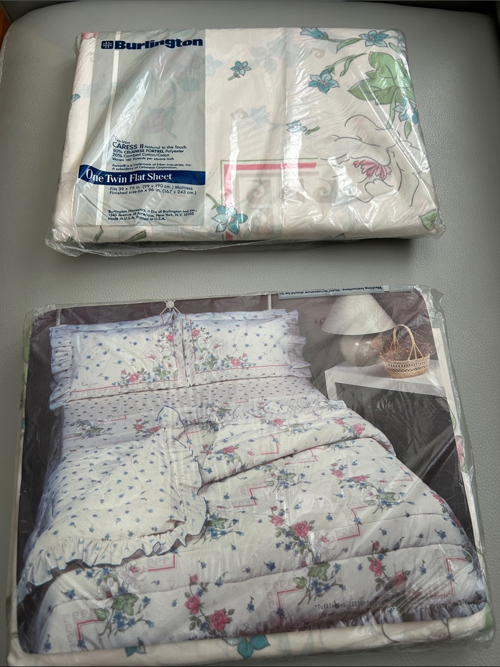 Burlington Floral 2 Twin Flat Sheet - White with Pink & Green